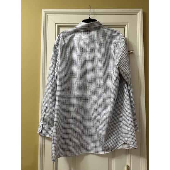 Hart Schaffner Marx Mens 17 1/2 34 100%‎ Pima Cotton Non Iron Plaid Dress Shirt - Picture 6 of 7